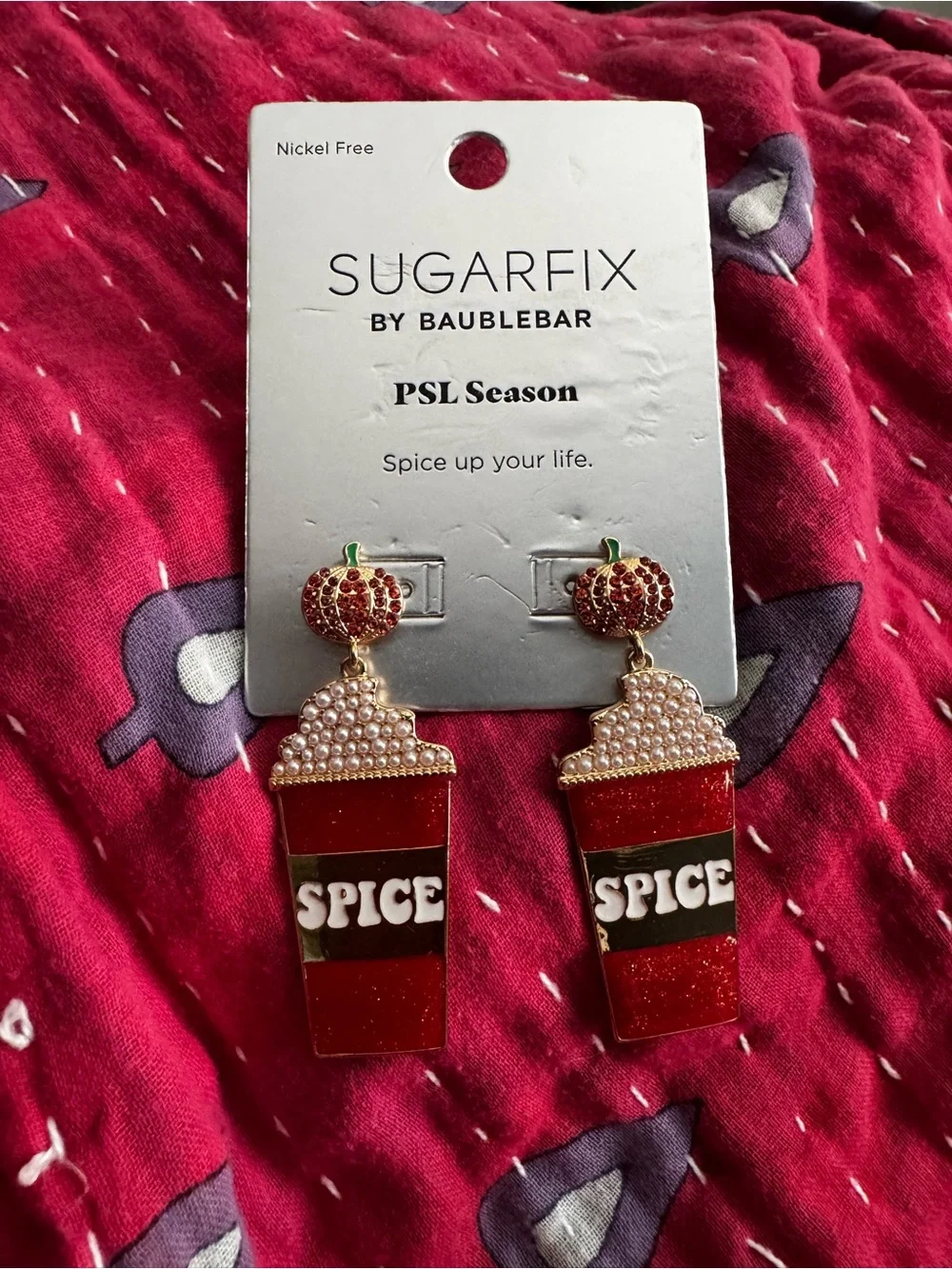 Baublebar Pumpkin 'Spice' Drop Earrings - Red and Cream